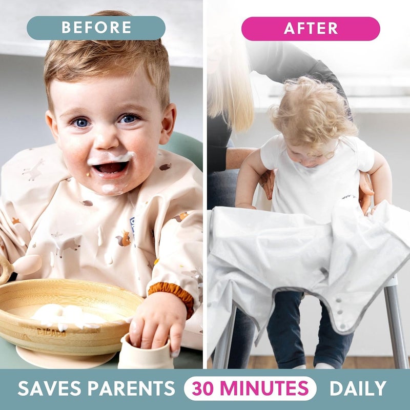 Bibado Baby Bibs With Sleeves - Toddler and Baby Led Weaning Bib - 6-36 Months, Attaches to Highchairs, Strollers, Tables - Image 5