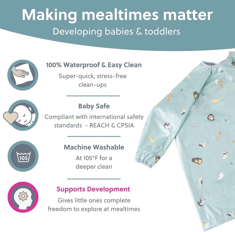 Bibado Baby Bibs With Sleeves - Toddler and Baby Led Weaning Bib - 6-36 Months, Attaches to Highchairs, Strollers, Tables - Image 4
