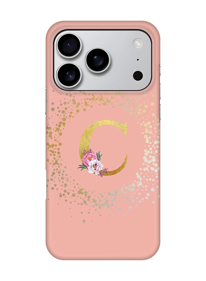 Stylizedd For iPhone 17 Pro,Case, [Compatible with MagSafe] Magnetic cover Slim fit Protection Matte, - Custom Monogram Floral - C  (Rose Pink )