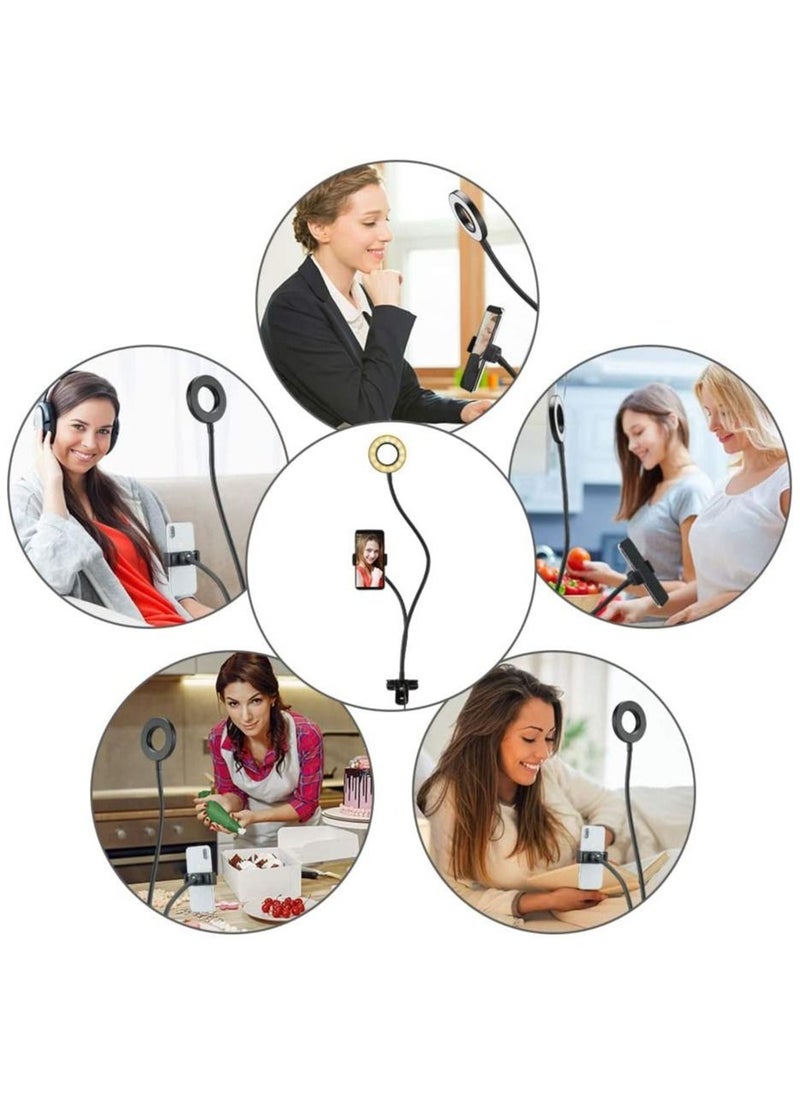 Generic - Selfie Ring Light with Cell Phone Holder Stand for Live Stream & Makeup,LED Camera Light with Lazy Bracket for Video/Photography, Desk Lamp for Bedroom, Office, Kitchen - Image 1