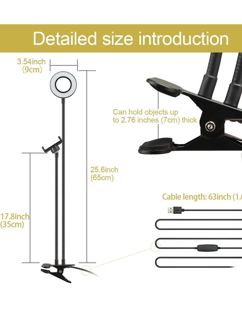 Generic - Selfie Ring Light with Cell Phone Holder Stand for Live Stream & Makeup,LED Camera Light with Lazy Bracket for Video/Photography, Desk Lamp for Bedroom, Office, Kitchen - Image 1