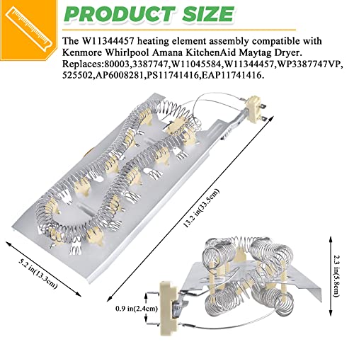 Techecook 3387747 WP3387747 W11344457 Dryer Heating Element by Techecook - Fit for Kenmore Whirlpool Kitchen-Aid Maytag Dryer - Replaces medc700vw0 8527865 w11045584 PS11741416 AP6008281 AP2947033 PS344597 - Image 5