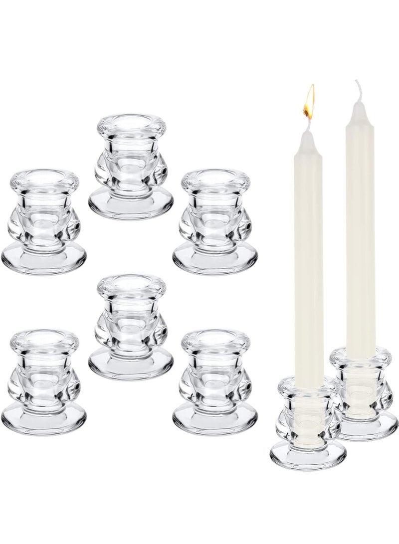 هوم زون 6 قطع من حوامل الشموع الزجاجية الشفافة المستدقة 2.4 انش، عصا شموع بارتفاع 2.4 انش لقطع الزينة المركزية للزفاف، لوازم الحفلات - Image 1