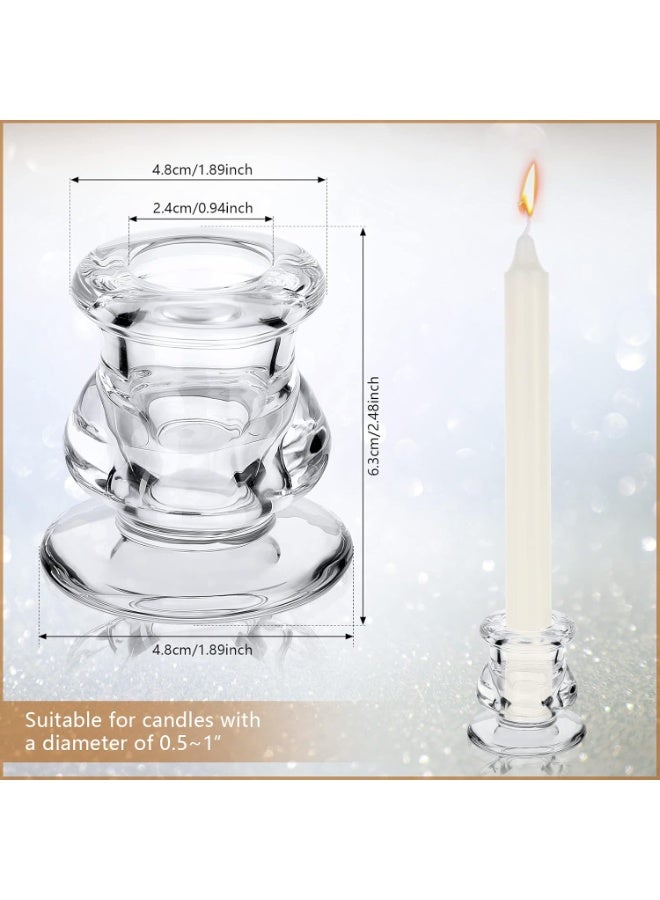 هوم زون 6 قطع من حوامل الشموع الزجاجية الشفافة المستدقة 2.4 انش، عصا شموع بارتفاع 2.4 انش لقطع الزينة المركزية للزفاف، لوازم الحفلات - Image 3
