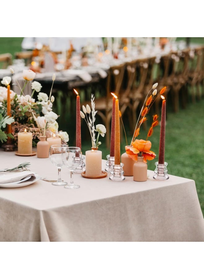 هوم زون 6 قطع من حوامل الشموع الزجاجية الشفافة المستدقة 2.4 انش، عصا شموع بارتفاع 2.4 انش لقطع الزينة المركزية للزفاف، لوازم الحفلات - Image 2