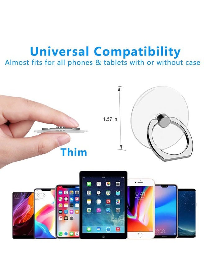 VOVIGGOL Cell Phone Ring Holder Stand 5 Pack，Transparent Phone Ring Holder Finger Kickstand 360° Degree Rotation Clear Phone Ring Grip Compatible iPhone Cellphone Phone Case(Round) - Image 2