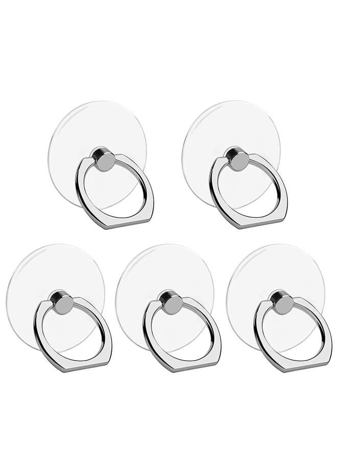 VOVIGGOL Cell Phone Ring Holder Stand 5 Pack，Transparent Phone Ring Holder Finger Kickstand 360° Degree Rotation Clear Phone Ring Grip Compatible iPhone Cellphone Phone Case(Round) - Image 1