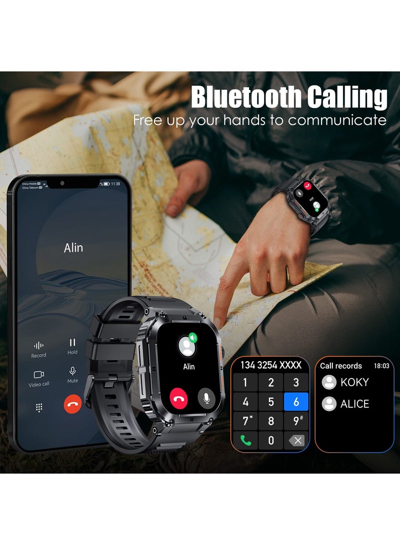Joshberg Military Smart Watches for Men 1.96” HD Big Screen Rugged Smart Watch (Answer/Dial Calls) Outdoor Tactical Sports Watch Fitness Tracker Smartwatch for iPhone Compatible with Android Phones - Image 5