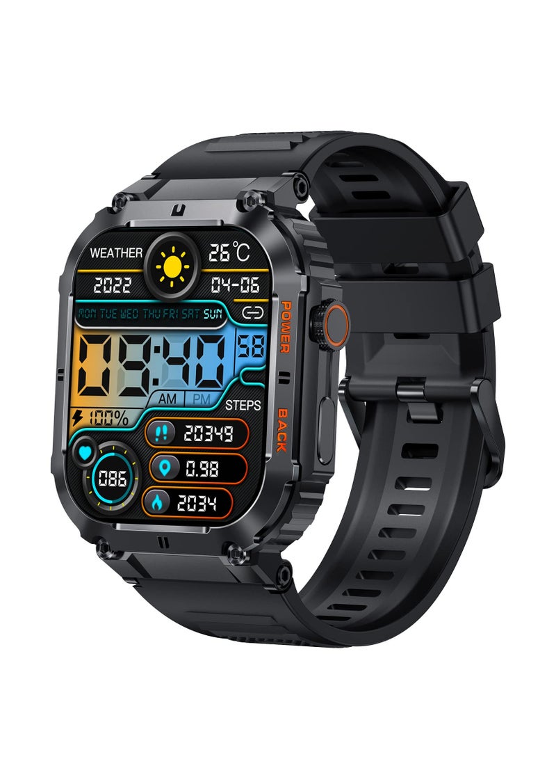 Joshberg Military Smart Watches for Men 1.96” HD Big Screen Rugged Smart Watch (Answer/Dial Calls) Outdoor Tactical Sports Watch Fitness Tracker Smartwatch for iPhone Compatible with Android Phones - Image 1