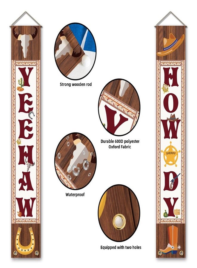 SUPERDANT Yeehaw Howdy Decorations Western Hoedown Welcome Door Banner Party Decoration Set Cowboy Porch Wild West Sign Welcome Cowboy Banner Hanging Decoration for Western Party Door - Image 3