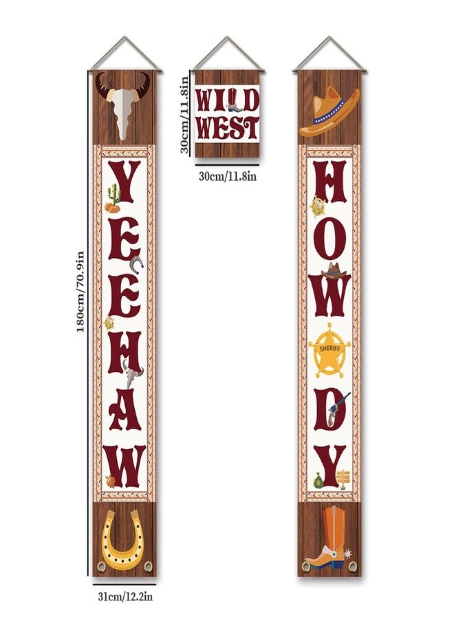 SUPERDANT Yeehaw Howdy Decorations Western Hoedown Welcome Door Banner Party Decoration Set Cowboy Porch Wild West Sign Welcome Cowboy Banner Hanging Decoration for Western Party Door - Image 2