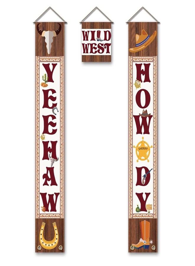 SUPERDANT Yeehaw Howdy Decorations Western Hoedown Welcome Door Banner Party Decoration Set Cowboy Porch Wild West Sign Welcome Cowboy Banner Hanging Decoration for Western Party Door - Image 1