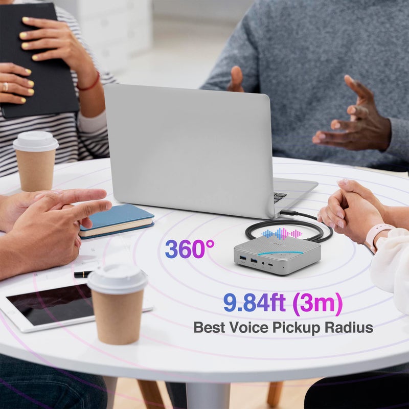 AVLT USB C Speakerphone Hub 360Â° Omnidirectional Sound Conference Microphone PD 85W Charging, 5Gbps Data Speed, External 4K HDMI Display Support, Portable and Space Saving for Meetings - Image 2
