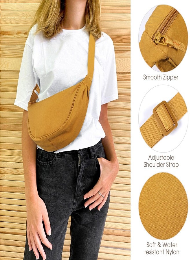 Dansydaisy 4 Pcs Nylon Crescent Crossbody Purses Bag for Women Men Half Moon Shape Sling Travel Bag Crescent Shoulder, Warm Colors, 12 x 3.5 x 6 inches, Fashion - Image 2