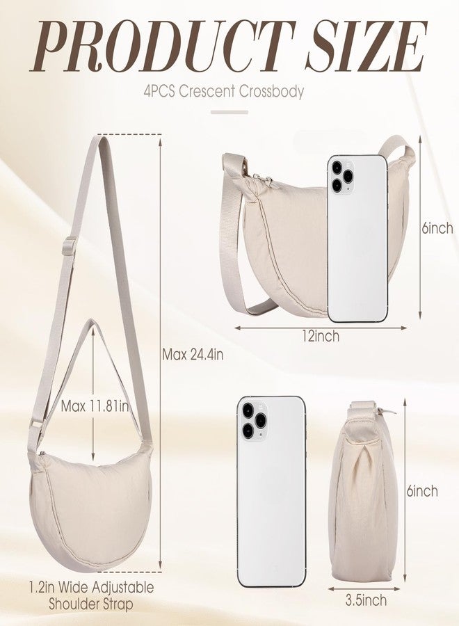 Dansydaisy 4 Pcs Nylon Crescent Crossbody Purses Bag for Women Men Half Moon Shape Sling Travel Bag Crescent Shoulder, Warm Colors, 12 x 3.5 x 6 inches, Fashion - Image 4