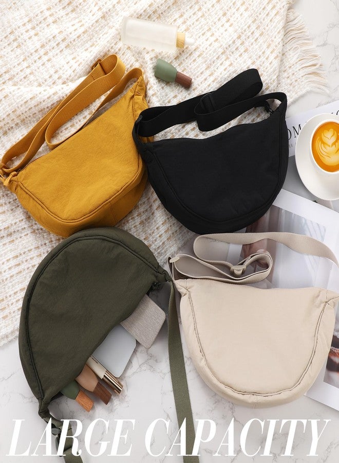 Dansydaisy 4 Pcs Nylon Crescent Crossbody Purses Bag for Women Men Half Moon Shape Sling Travel Bag Crescent Shoulder, Warm Colors, 12 x 3.5 x 6 inches, Fashion - Image 3