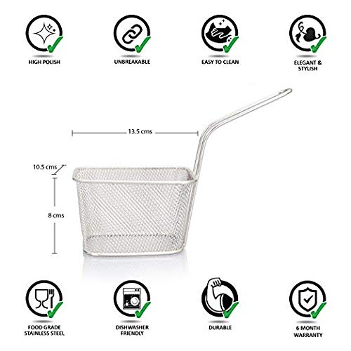 Toxen Chips Fry Baskets Stainless Steel Fryer Basket Strainer Serving Food Presentation Cooking Tool French Fries Basket Square Strainer Serving Food Home Kitchen Restaurant Chips - Image 3