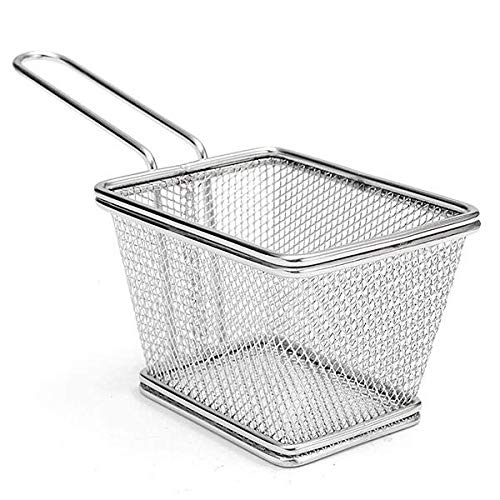 Toxen Chips Fry Baskets Stainless Steel Fryer Basket Strainer Serving Food Presentation Cooking Tool French Fries Basket Square Strainer Serving Food Home Kitchen Restaurant Chips - Image 5