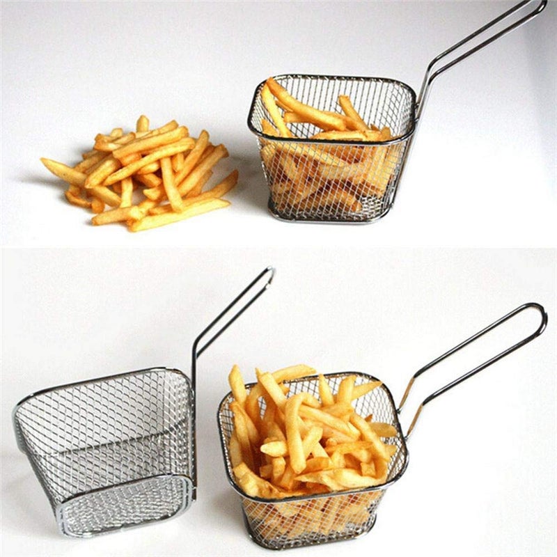 Toxen Chips Fry Baskets Stainless Steel Fryer Basket Strainer Serving Food Presentation Cooking Tool French Fries Basket Square Strainer Serving Food Home Kitchen Restaurant Chips - Image 2