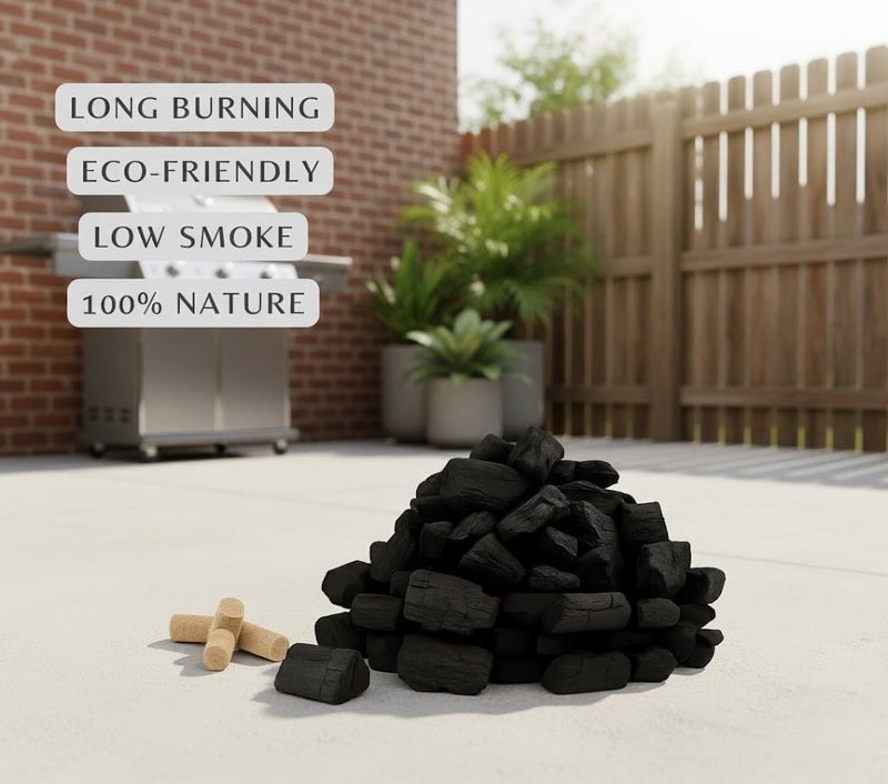 PulGos 1.5kg Pack of Charcoal Briquettes| All Natural Long Lasting Coal for Barbecue| Coal for Cooking & Grilling| BBQ Koila for Camping & Cooking| Koyla with Fire Starter Husk for Home & Outdoor Use - Image 3