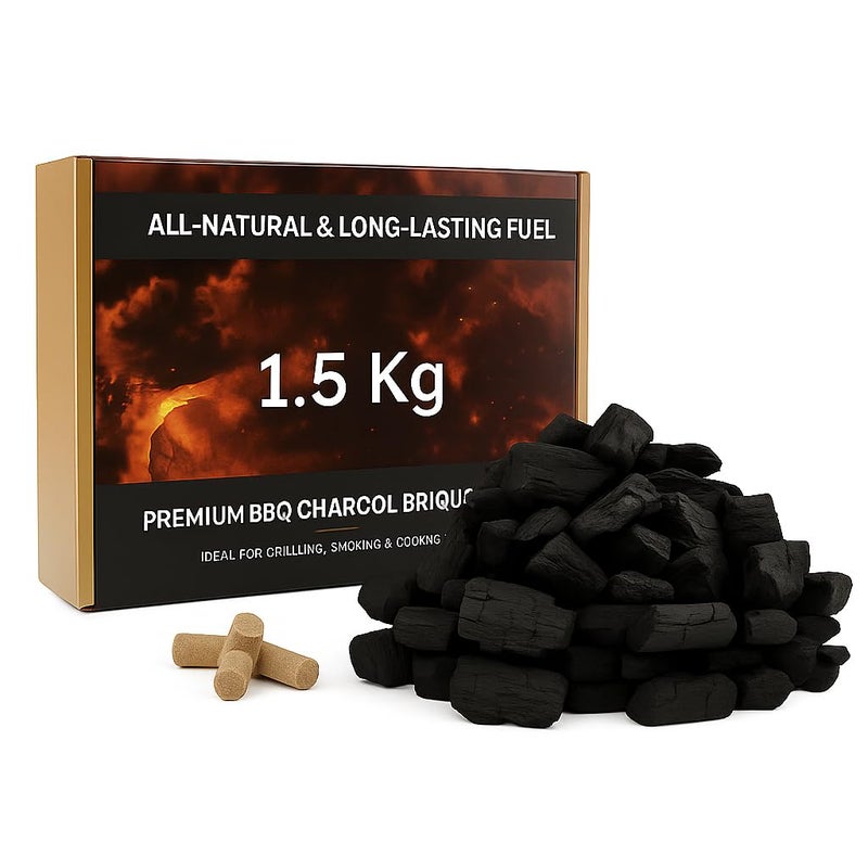 PulGos 1.5kg Pack of Charcoal Briquettes| All Natural Long Lasting Coal for Barbecue| Coal for Cooking & Grilling| BBQ Koila for Camping & Cooking| Koyla with Fire Starter Husk for Home & Outdoor Use - Image 5