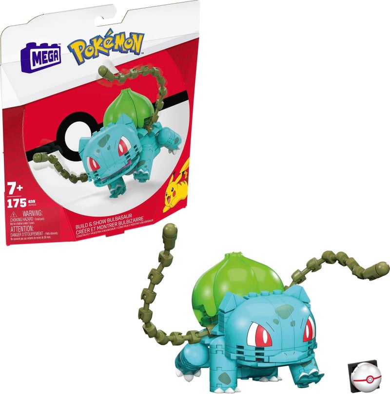 Mega Bloks MEGA Pokemon Action Figure Building Toys Bulbasaur with 175 Pieces 1 Poseable Character 4 Inches Tall Gift Ideas for Kids - Image 2