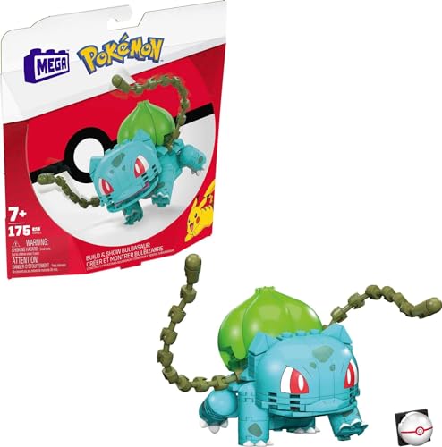Mega Bloks MEGA Pokemon Action Figure Building Toys Bulbasaur with 175 Pieces 1 Poseable Character 4 Inches Tall Gift Ideas for Kids - Image 1