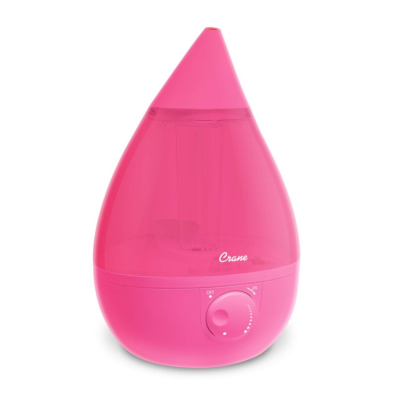 Crane Ultrasonic Humidifiers for Bedroom and Office 1 Gallon Cool Mist Air Humidifier for Large Room and Home Humidifier Filters Optional Pink