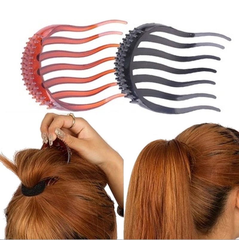 lasenersm 2Pcs Ponytail Bump it UP Hair Styling Insert Comb Fluffy Hair Comb 1Black1Coffee