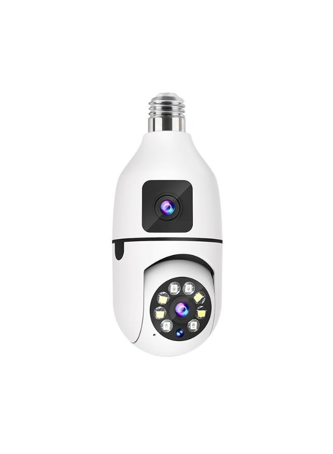 V380 Dual Lens CCTV Camera Bulb Light 360° Panoramic E27 Wireless WiFi Security Camera with Motion Detection, Voice Alarm, Two-Way Audio, Night Vision & Baby Monitor Smart Network Camera - Image 1