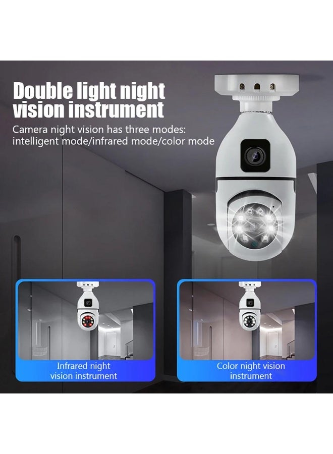 V380 Dual Lens CCTV Camera Bulb Light 360° Panoramic E27 Wireless WiFi Security Camera with Motion Detection, Voice Alarm, Two-Way Audio, Night Vision & Baby Monitor Smart Network Camera - Image 5