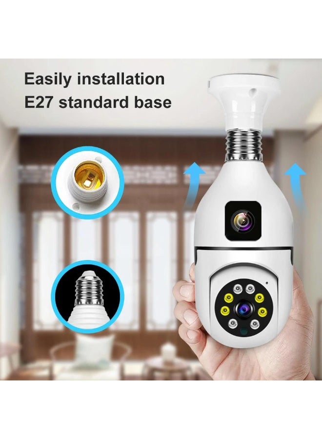 V380 Dual Lens CCTV Camera Bulb Light 360° Panoramic E27 Wireless WiFi Security Camera with Motion Detection, Voice Alarm, Two-Way Audio, Night Vision & Baby Monitor Smart Network Camera - Image 4