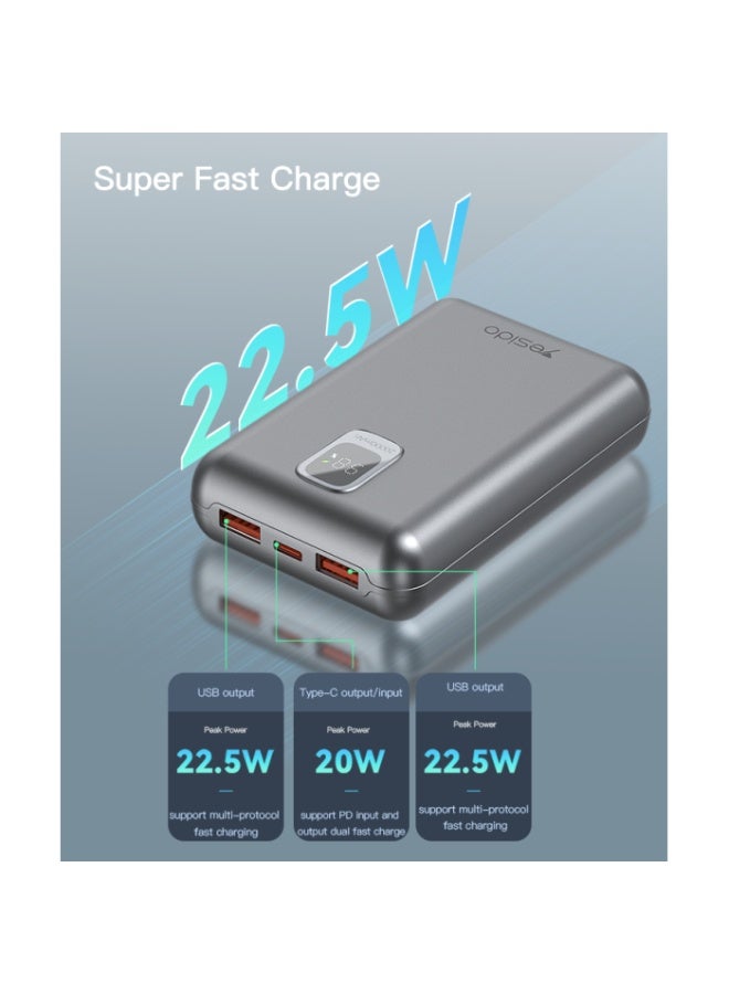 يسيدو باور بانك YP47 سعة 20000 مللي أمبير/ساعة، شحن سريع 22.5 واط، بتقنية PD، شاشة LED رقمية - Image 3
