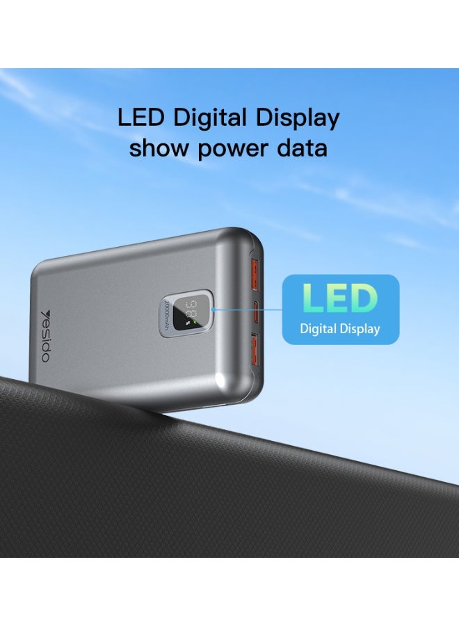 يسيدو باور بانك YP47 سعة 20000 مللي أمبير/ساعة، شحن سريع 22.5 واط، بتقنية PD، شاشة LED رقمية - Image 5
