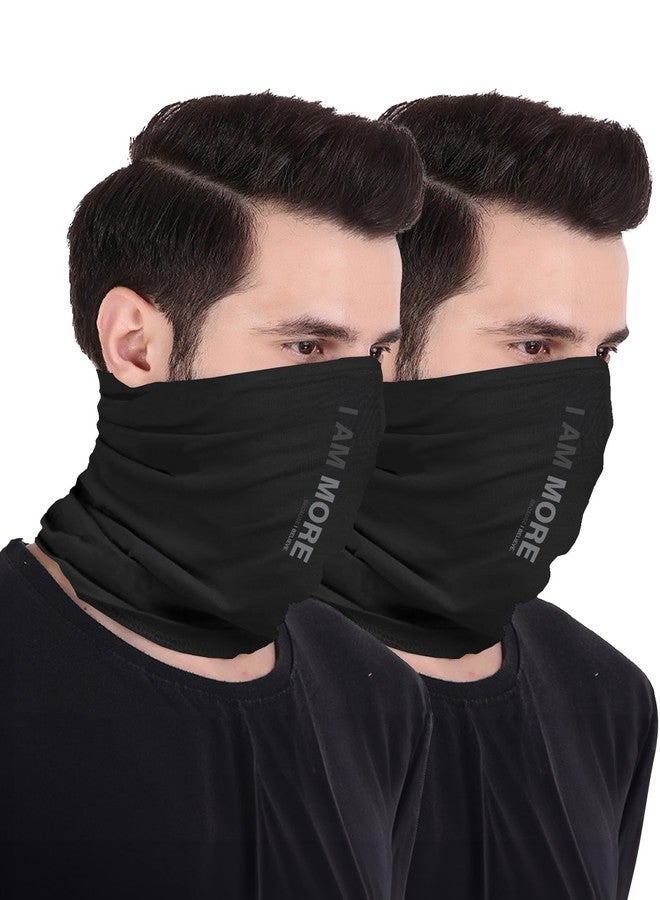 Freecultr Unisex Bamboo Bandana, Anti Microbial Super Soft & Comfort Fit, Breathable Multipurpose Headband, Face Mask for Dust Protection and Sun - Printed Pack of 2-Black,Black