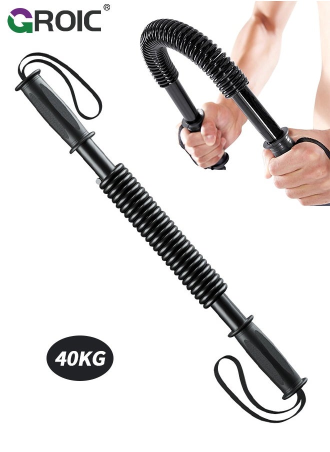 GROIC - 40KG Power Twister Bar, Upper Body Strength Training Bar, Heavy Duty Arm Builder for Strengthening Chest Workout, Shoulders, Biceps, Arms, Forearm Strengthener Builder Spring Exercise Bar - Image 1