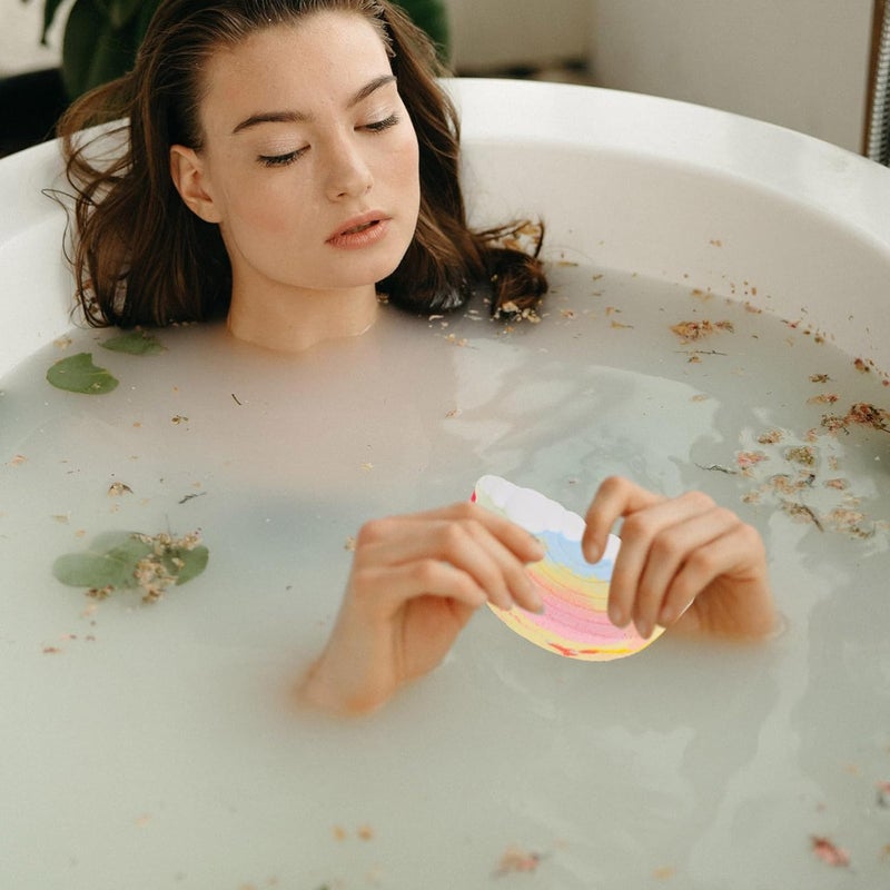Healeved Creative Rainbow Cloud Bath Bomb with Sea Salt for Skin Nourishment and Luxurious Foaming Unique Essential Oil Bubble Bath Accessory for Relaxing - Image 5