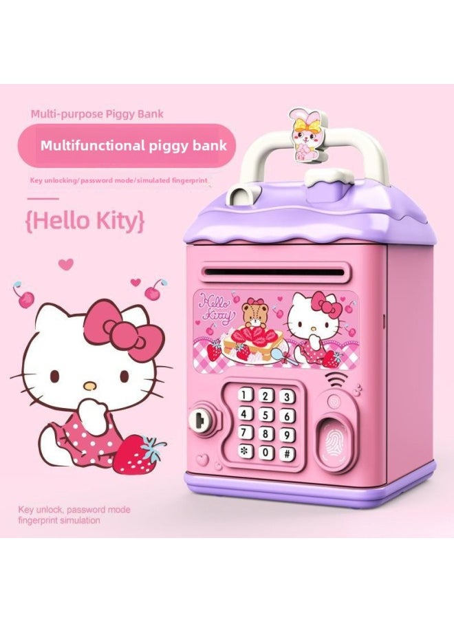 Generic - The Children's Girl's Kulomi Piggy Bank Can Be Accessed Only In And Out Of The Boy's Savings Password Box.-Colour:Strawberry Bear【key Unlock】⭐Password Fingerprint⭐Automatic Door Opening] Quick Recharge - Image 1