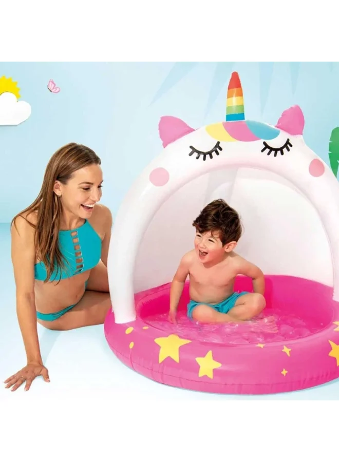 INTEX Inflatable Caticorn Kiddie Pool White and Pink 40 x 40 Inch 80142