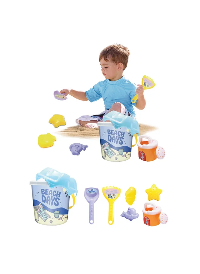ديزني Stitch Beach Bucket Set Of 6- Includes 2 Sand Shovels And 4 Beach Toys- Fun Summer Sand Toys For Boys And Girls