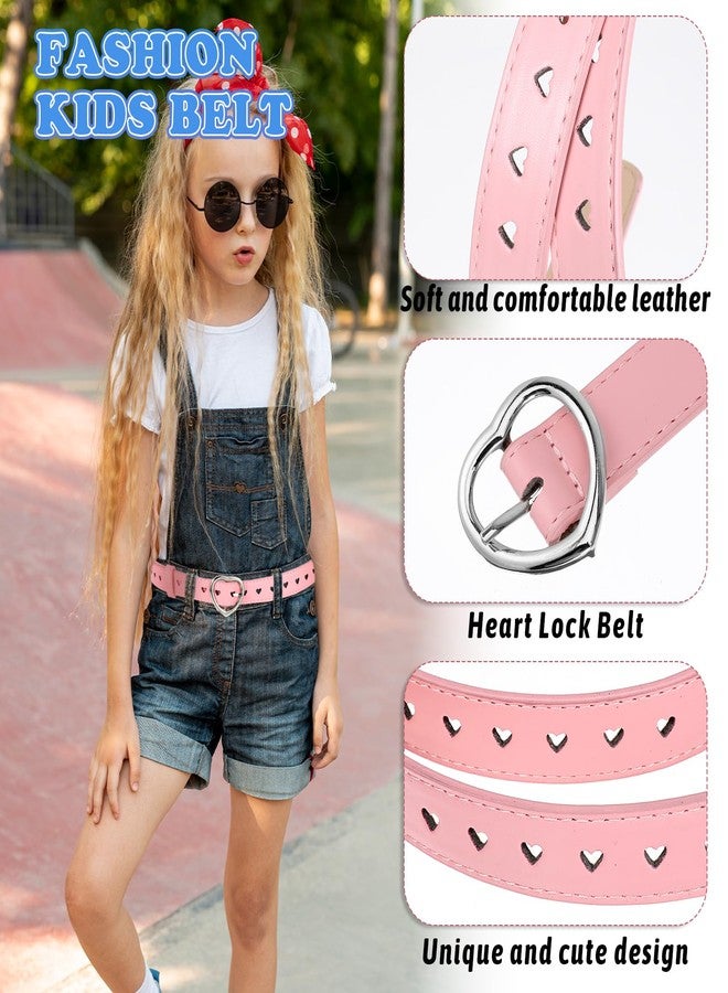 Meyeyaia 9 Pcs Girls Belt Size 6-12 Kids,Nine Colors Elastic Adjustable PU Leather Kids Belts,Hollow Heart-Shaped Metal Buckle Waist Belt for Girls Dress Pants Denim Skirts - Image 3
