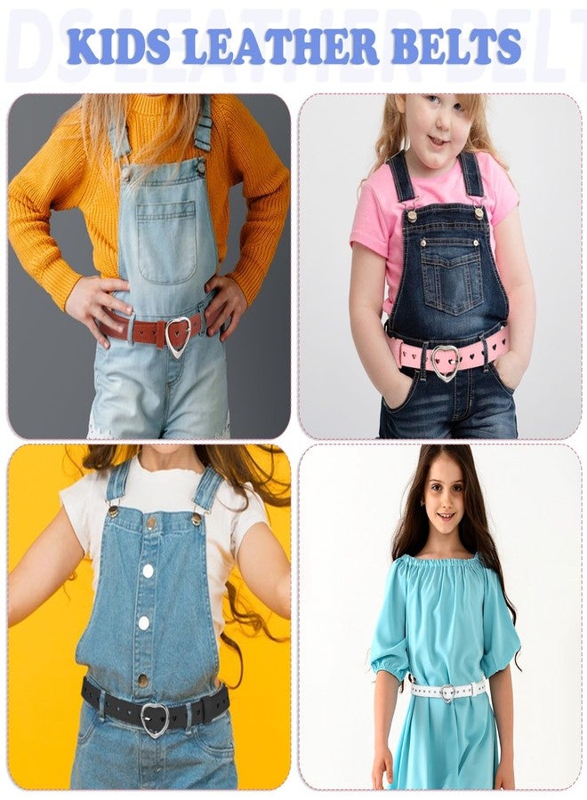 Meyeyaia 9 Pcs Girls Belt Size 6-12 Kids,Nine Colors Elastic Adjustable PU Leather Kids Belts,Hollow Heart-Shaped Metal Buckle Waist Belt for Girls Dress Pants Denim Skirts - Image 4