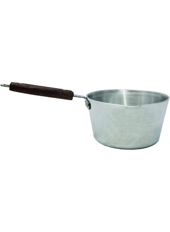 Raj Aluminium Wooden Handle Milk Pan, 15Cm, RKMP06, Tea Pan , Rice Pan , Sauce Pan , Coffee Pan Silver/Brown 15cm - Image 1