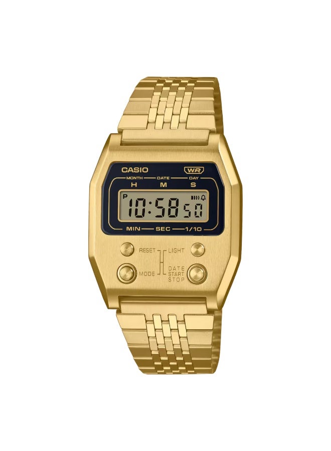CASIO Vintage Digital Unisex Watch  A1100G-5DF, 40 mm Gold Dial & Case, Stainless Steel Bracelet, Water-Resistant - Image 1