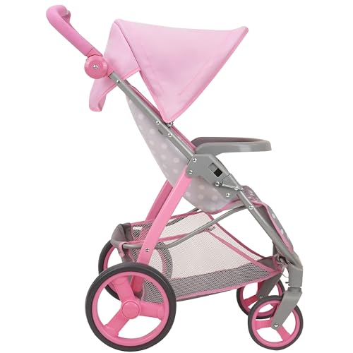 509 Crew: Cotton Candy Pink: Doll Travel System - Pink, Grey, Polka Dot -for Dolls Up to 18", Foldable, Retractable Canopy, Kids Pretend Play, Ages 3+ - Image 5