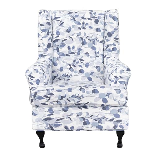 CRFATOP Wingback Chair Covers 2 Pieces Stretch Printed Wing Back Chair Cover Sofa Slipcover Washable Wingback Armchair Slipcovers Furniture Protector with Elastic Bottom for Wingback Chairs,B18 - Image 1