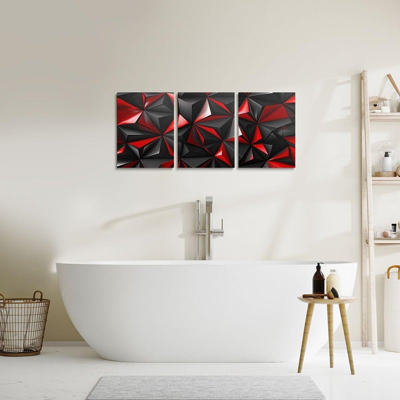 Erosebridal Geometric Canvas Wall Art Set of 3 Black And Red Wall Decor for Kids Boys Girls Women Art Aesthetic Artwork Posters Modern Honeycomb Painting 12 X 16 Inches - Image 5