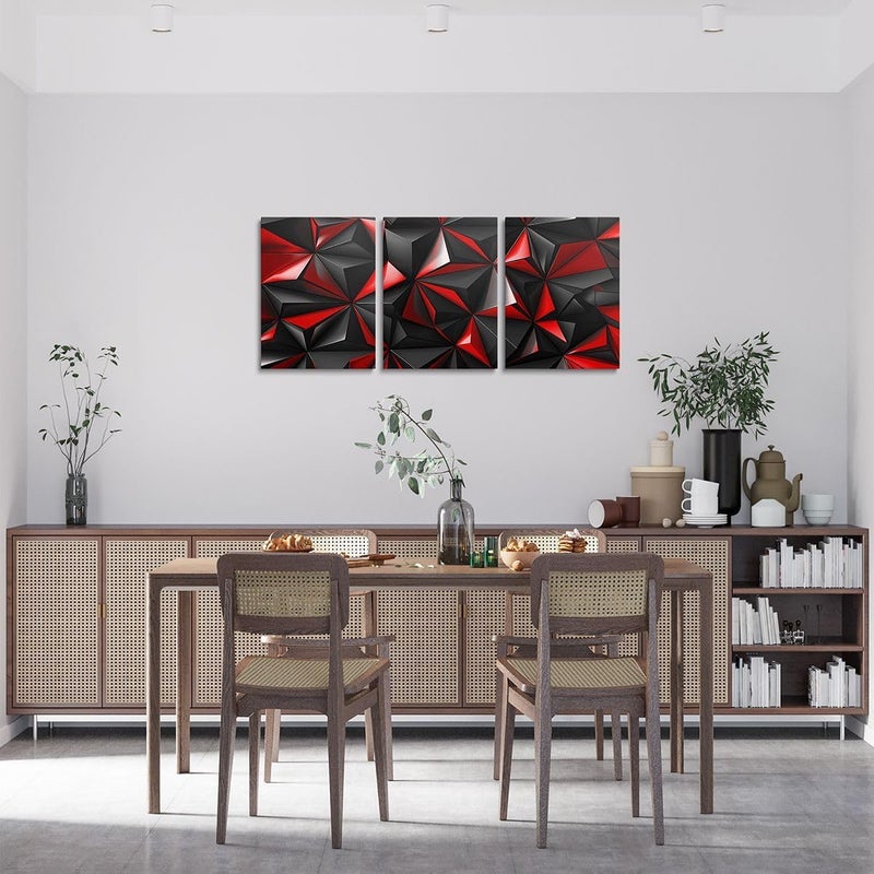 Erosebridal Geometric Canvas Wall Art Set of 3 Black And Red Wall Decor for Kids Boys Girls Women Art Aesthetic Artwork Posters Modern Honeycomb Painting 12 X 16 Inches - Image 2