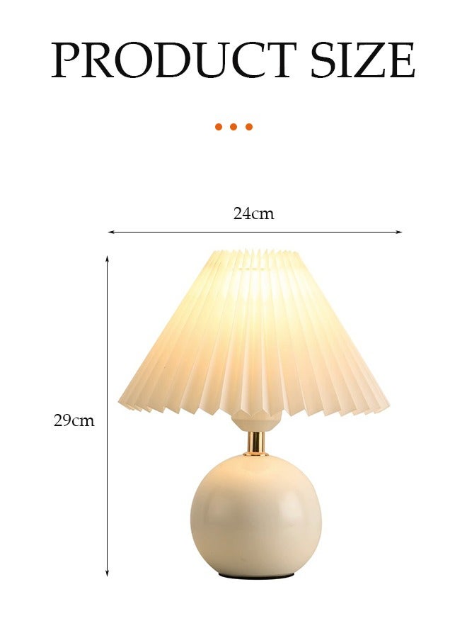 DUNISO مصباح طاولة سيراميك صغير حديث 5 واط، مصباح كلاسيكي بجانب السرير لغرفة المعيشة وغرفة النوم، مصابيح طاولة ليلية للمزرعة مع ظل قماشي - Image 2