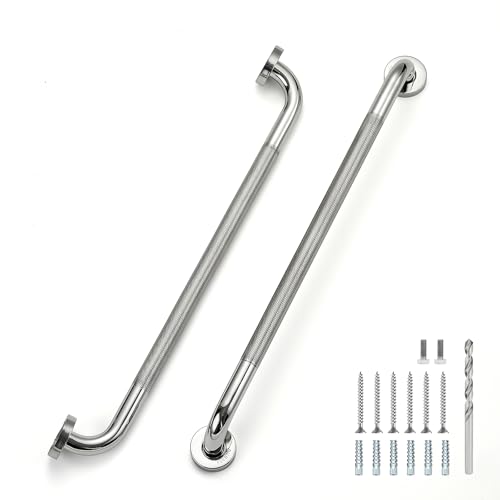 JOY DECOR 24 Inch Grab Bars for Shower Stainless Steel Safety Handicap Grab Bars for Bathroom AntiSlip Shower Handle Wall Mounted 2 Pack Polished Nickel - Image 1